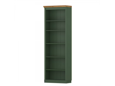 Estante alta com 2,20m para biblioteca na cor verde com cera natural / coleção biblioteca